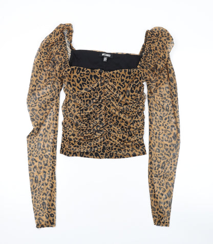 Womens UK Size 6 Missguided Brown Basic Blouse