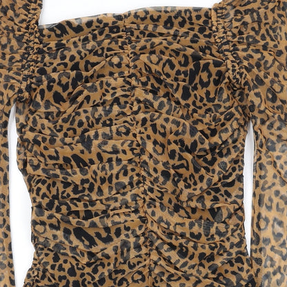 Womens UK Size 6 Missguided Brown Basic Blouse