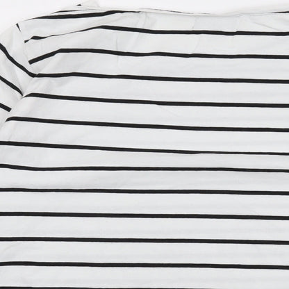 First Avenue Womens White Striped Cotton Basic T-Shirt Size XL Square Neck