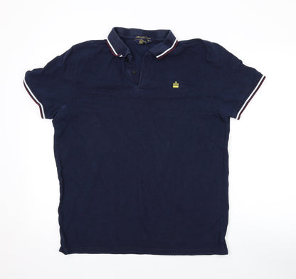Admiral Mens Blue Cotton Polo Size M Collared Button