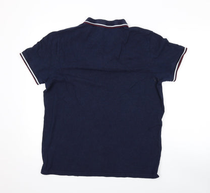 Admiral Mens Blue Cotton Polo Size M Collared Button