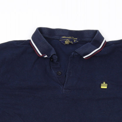 Admiral Mens Blue Cotton Polo Size M Collared Button