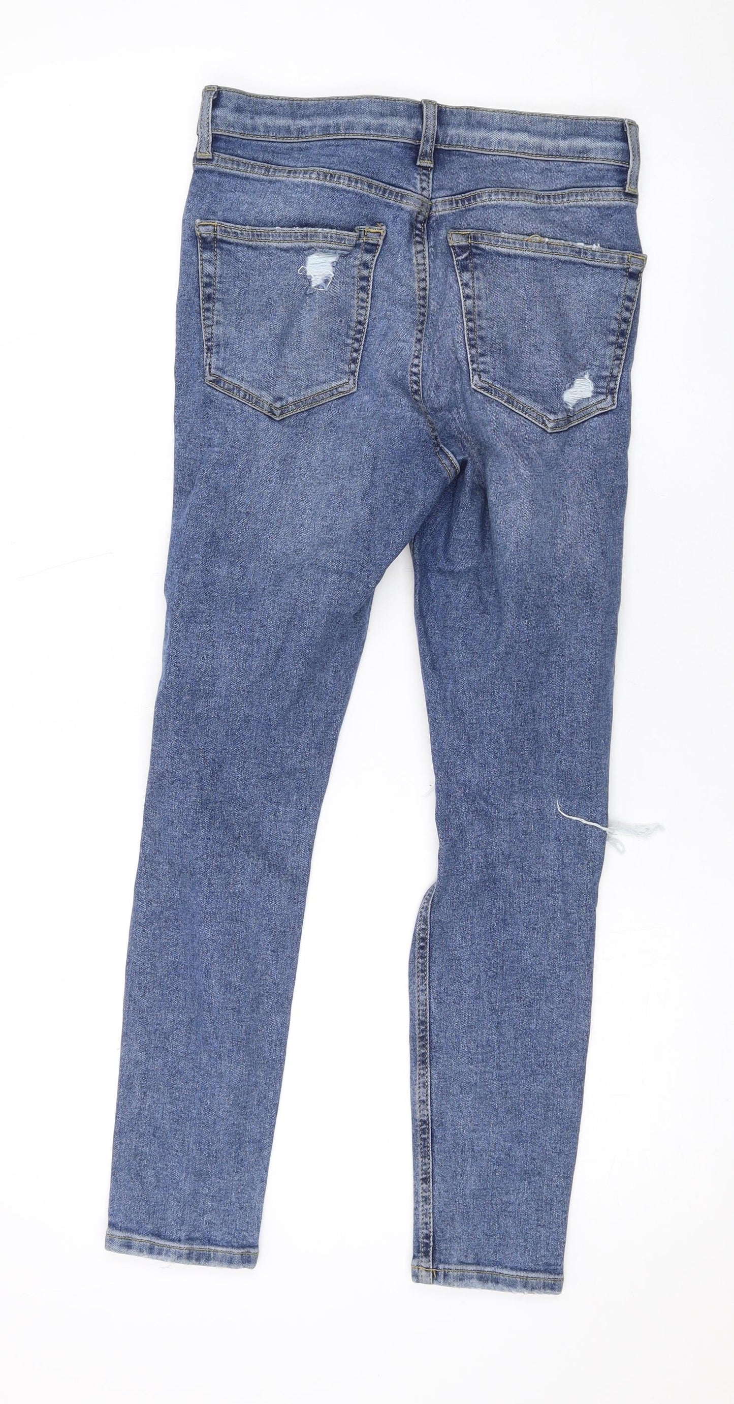 Topshop Womens Blue Cotton Skinny Jeans Size 28 in L25 in Regular Zip