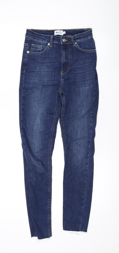 NA-KD Womens Blue Cotton Skinny Jeans Size 8 L27 in Regular Zip