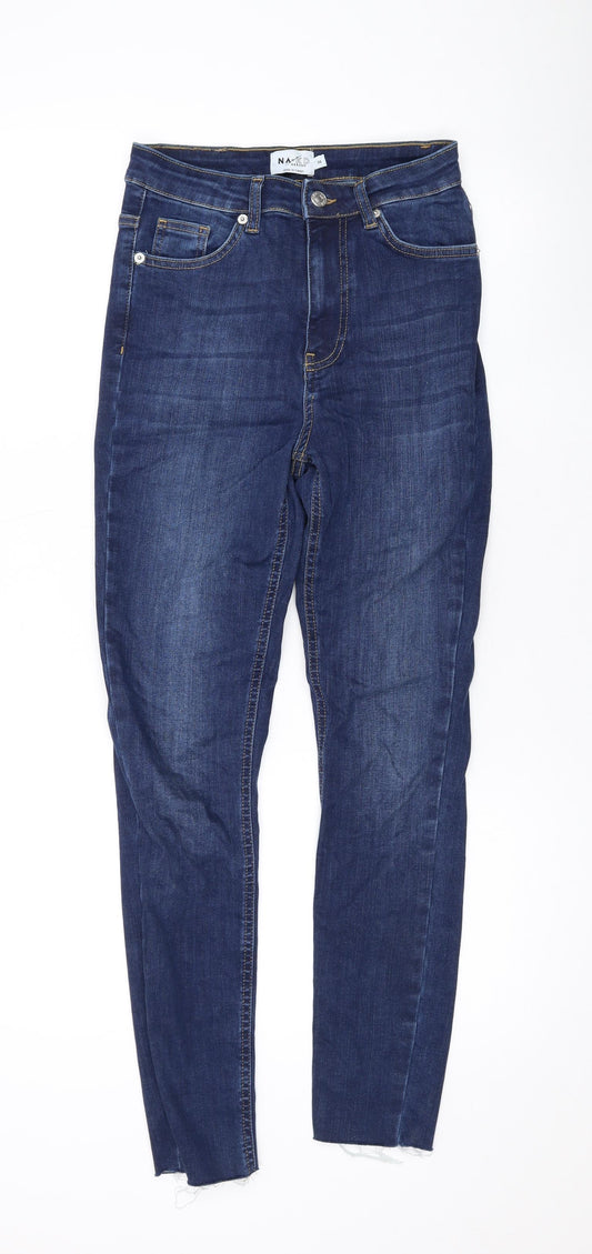 NA-KD Womens Blue Cotton Skinny Jeans Size 8 L27 in Regular Zip