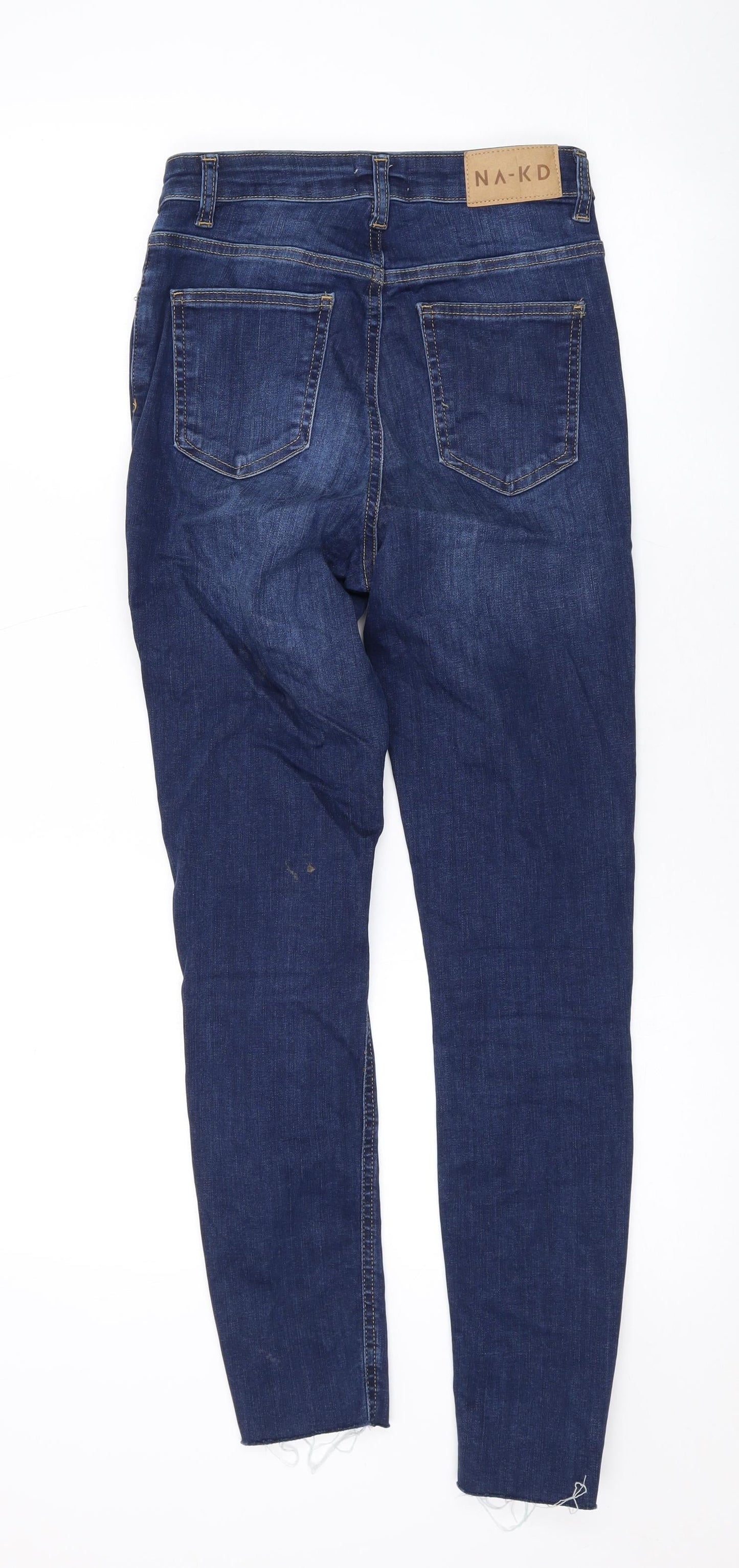 NA-KD Womens Blue Cotton Skinny Jeans Size 8 L27 in Regular Zip