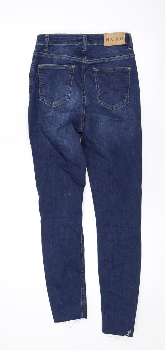 NA-KD Womens Blue Cotton Skinny Jeans Size 8 L27 in Regular Zip