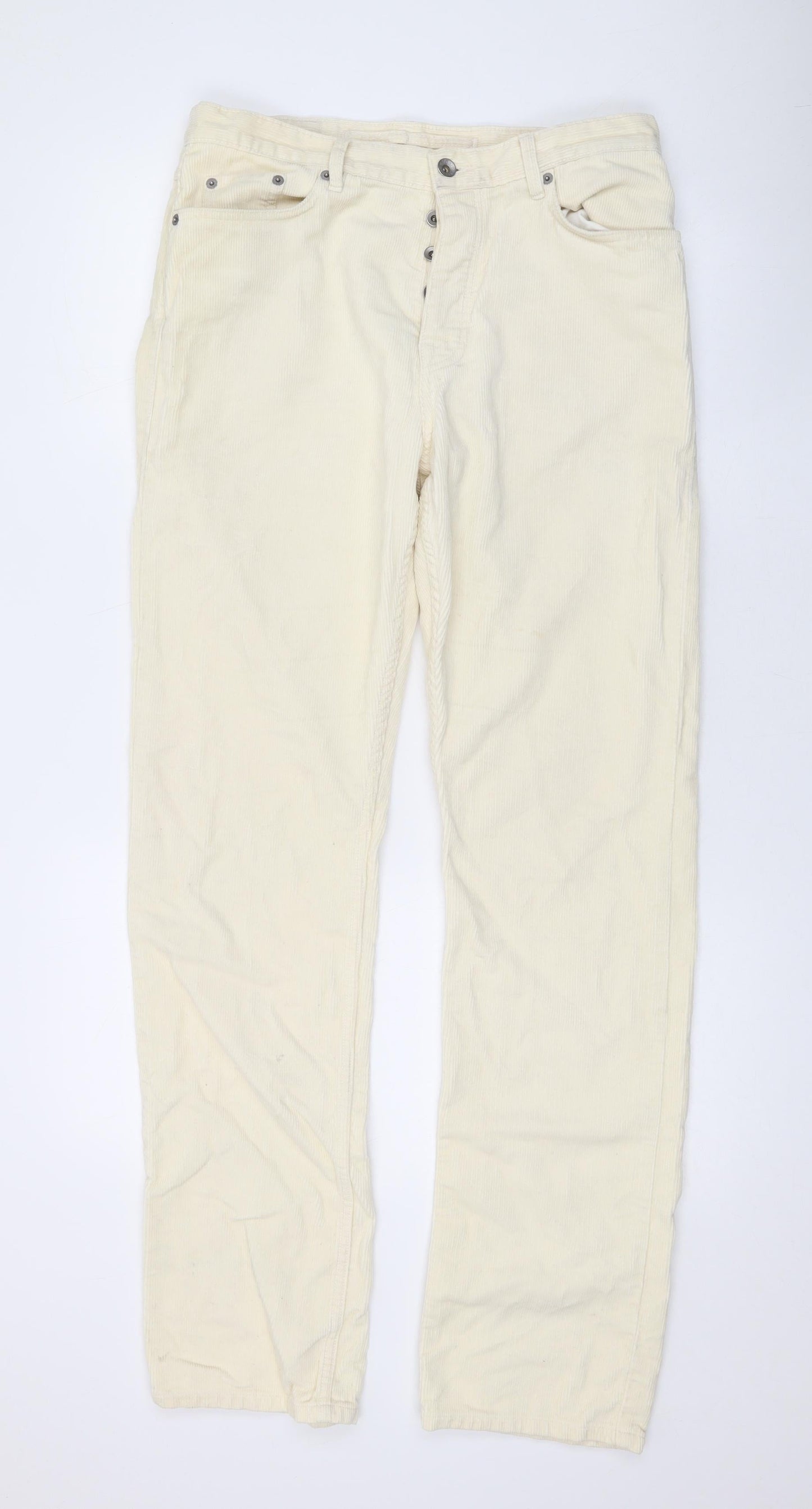 Albam Mens Ivory Cotton Straight Jeans Size 32 in L32 in Regular Button