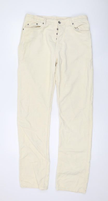 Albam Mens Ivory Cotton Straight Jeans Size 32 in L32 in Regular Button