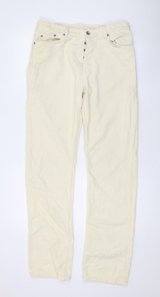 Albam Mens Ivory Cotton Straight Jeans Size 32 in L32 in Regular Button