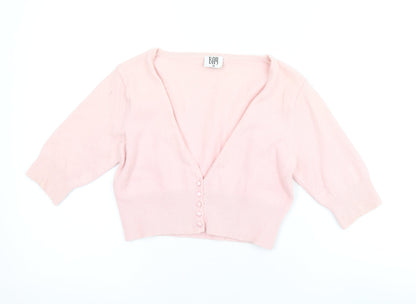 Bay Womens Pink V-Neck Nylon Cardigan Jumper Size 10