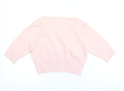 Bay Womens Pink V-Neck Nylon Cardigan Jumper Size 10