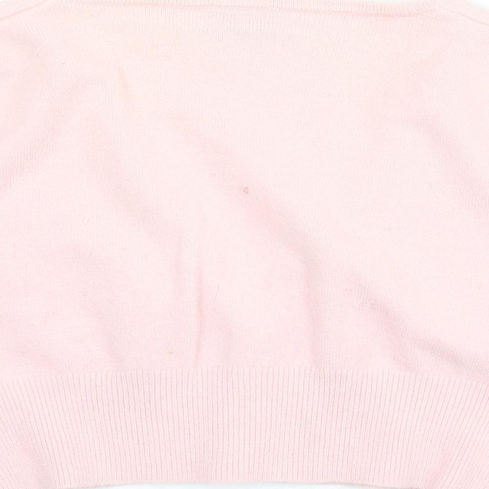 Bay Womens Pink V-Neck Nylon Cardigan Jumper Size 10