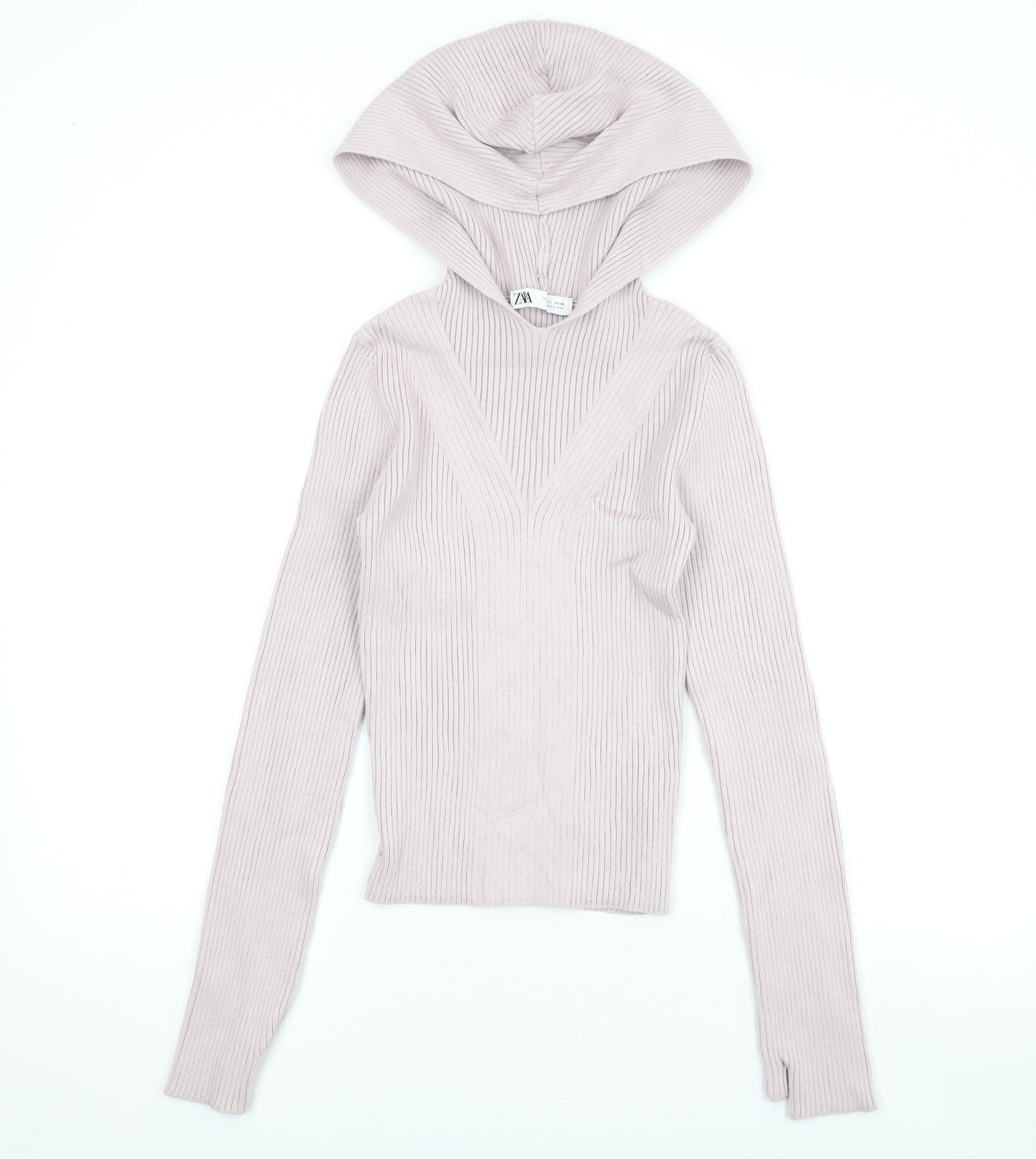 Zara Womens Purple Vinyl Pullover Hoodie Size L Pullover