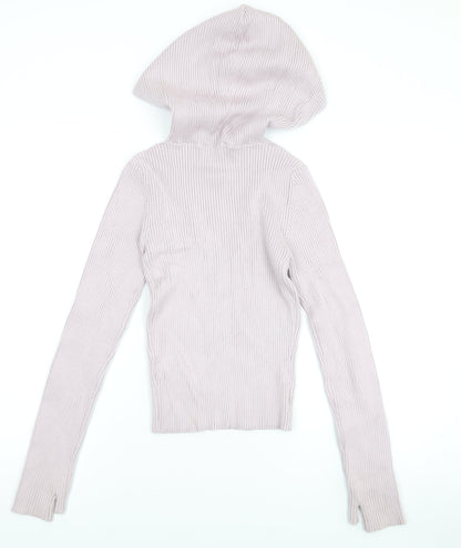 Zara Womens Purple Vinyl Pullover Hoodie Size L Pullover