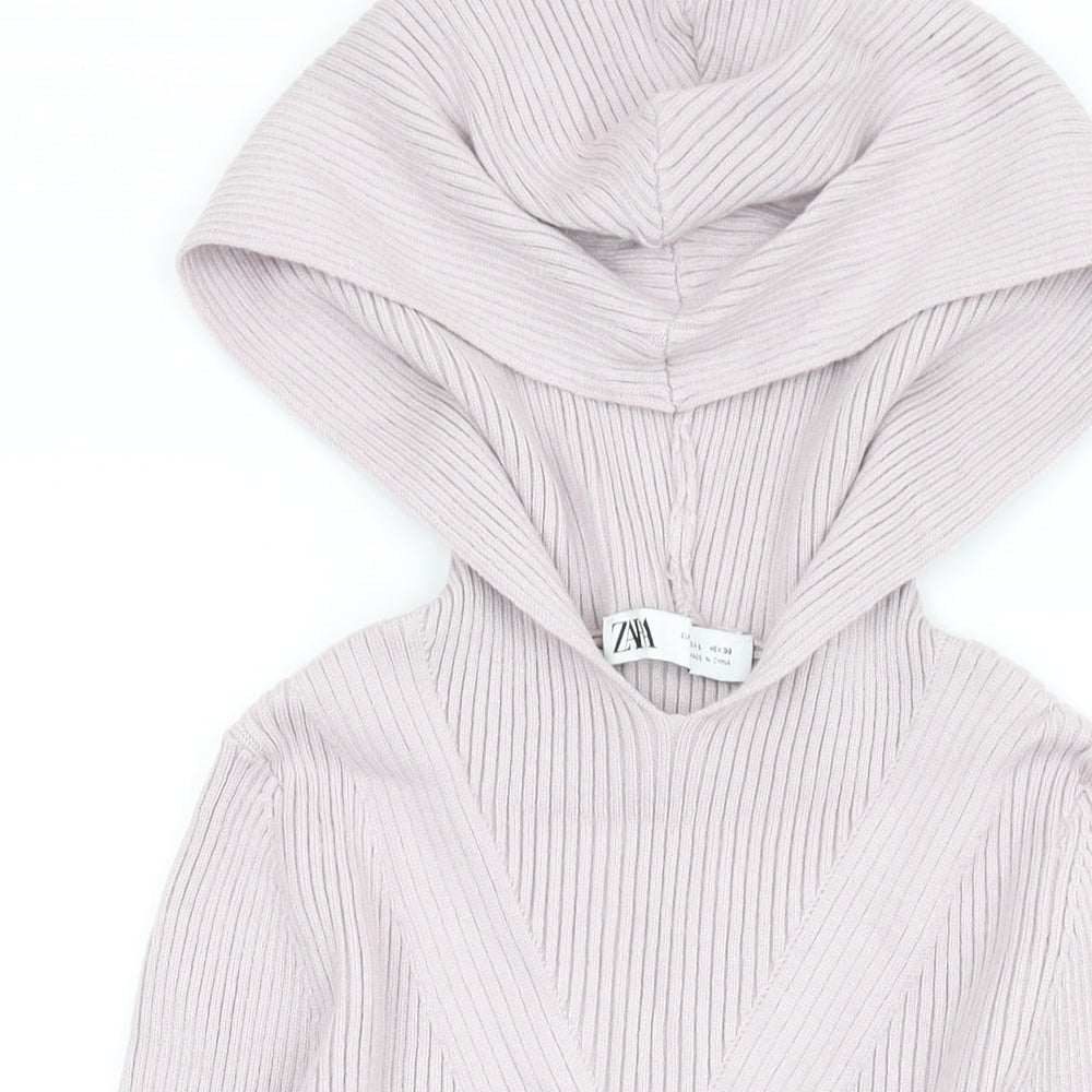 Zara Womens Purple Vinyl Pullover Hoodie Size L Pullover
