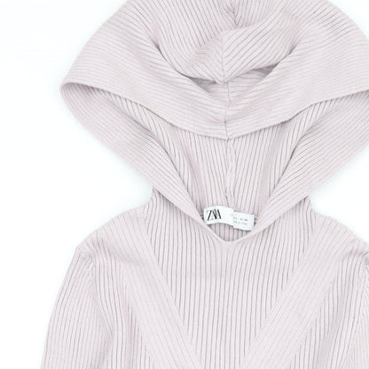 Zara Womens Purple Vinyl Pullover Hoodie Size L Pullover
