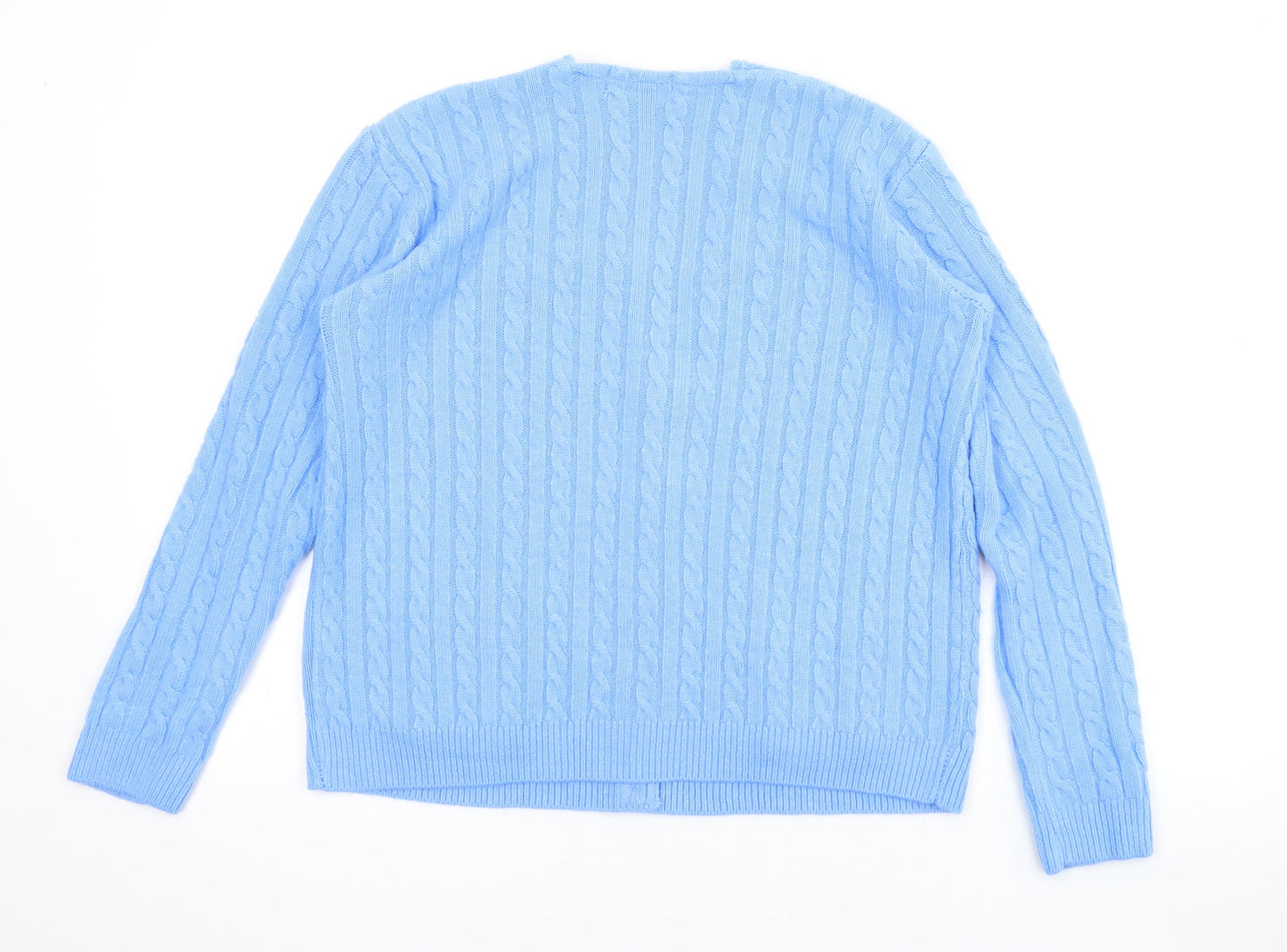 Emma Womens Blue V-Neck Acrylic Cardigan Jumper Size XS