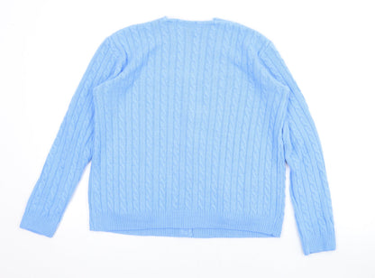 Emma Womens Blue V-Neck Acrylic Cardigan Jumper Size XS