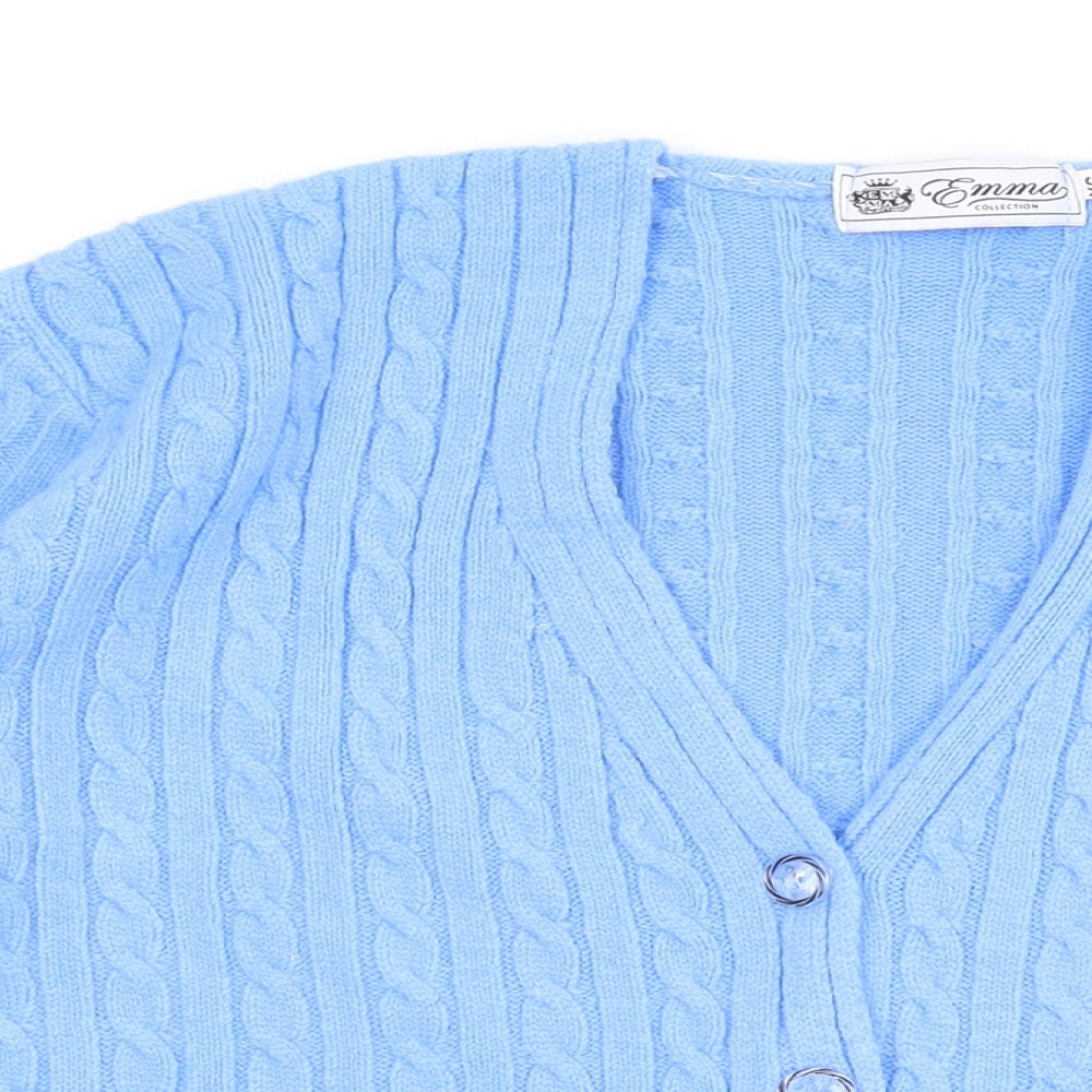 Emma Womens Blue V-Neck Acrylic Cardigan Jumper Size XS
