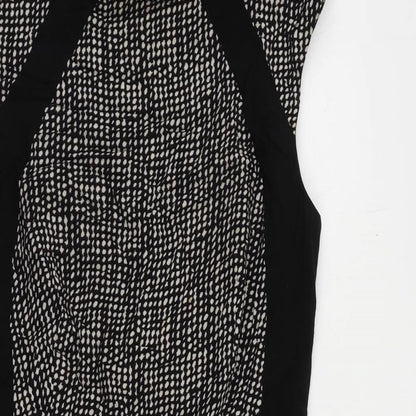 Mango Womens Black Geometric Viscose Pencil Dress Size XS Round Neck Zip - Peplum