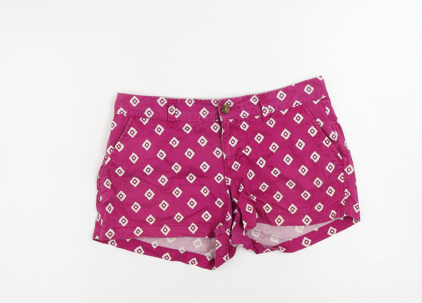 Old Navy Womens Pink Geometric Cotton Hot Pants Shorts Size 6 L3 in Regular Zip