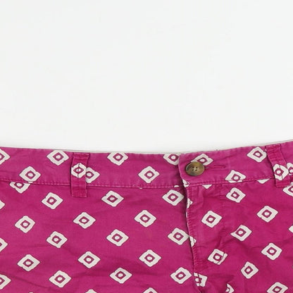 Old Navy Womens Pink Geometric Cotton Hot Pants Shorts Size 6 L3 in Regular Zip
