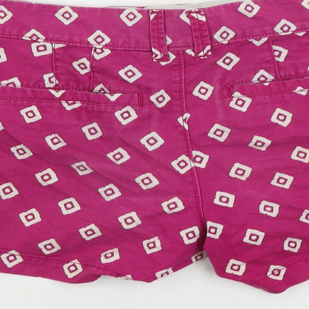 Old Navy Womens Pink Geometric Cotton Hot Pants Shorts Size 6 L3 in Regular Zip
