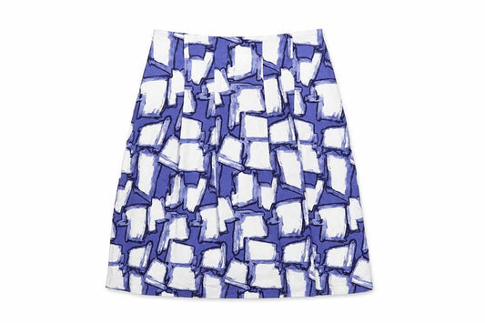 David Lawrence Womens Blue Geometric Viscose A-Line Skirt Size 6 Zip - Lined