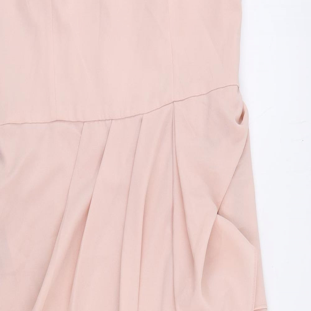 Very Womens Pink Polyester Sheath Size 14 V-Neck Zip