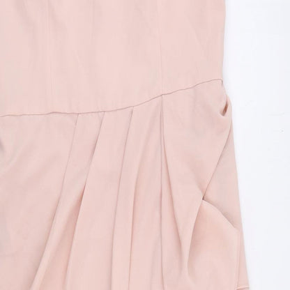 Very Womens Pink Polyester Sheath Size 14 V-Neck Zip