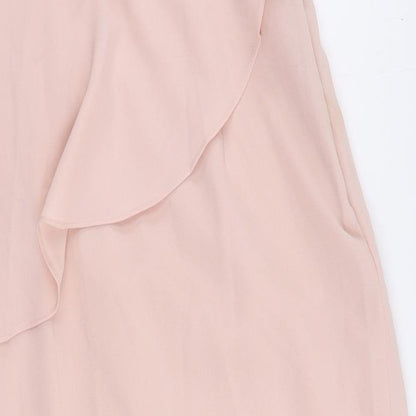 Very Womens Pink Polyester Sheath Size 14 V-Neck Zip
