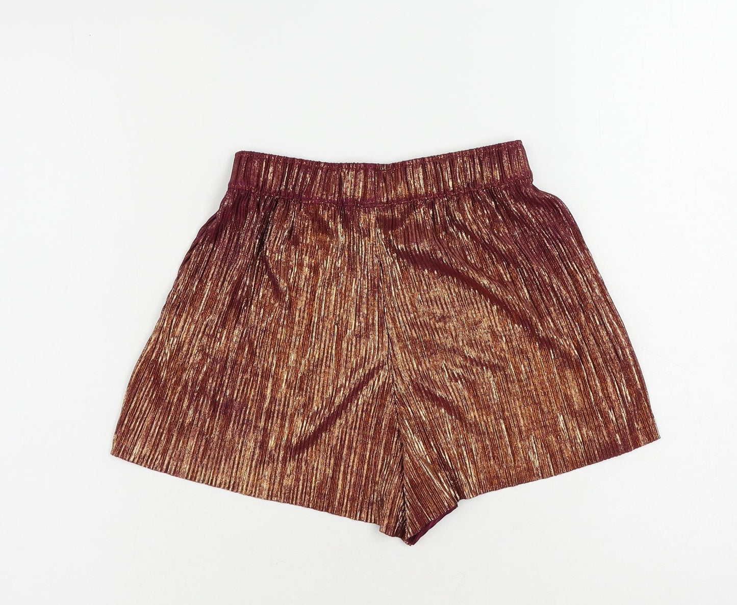 H&M Womens Purple Polyester Basic Shorts Size 6 L3 in Regular - Metallic Plisse