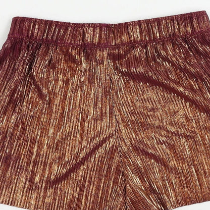 H&M Womens Purple Polyester Basic Shorts Size 6 L3 in Regular - Metallic Plisse