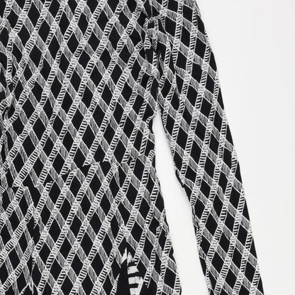 Oasis Womens Black Geometric Viscose Maxi Size 10 Mock Neck Zip