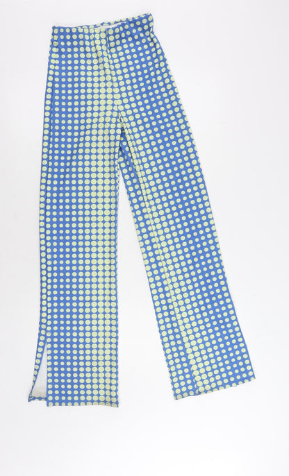 Divided by H&M Womens Blue Polka Dot Polyester Trousers Size XS L30 in Regular - Elastic Waist