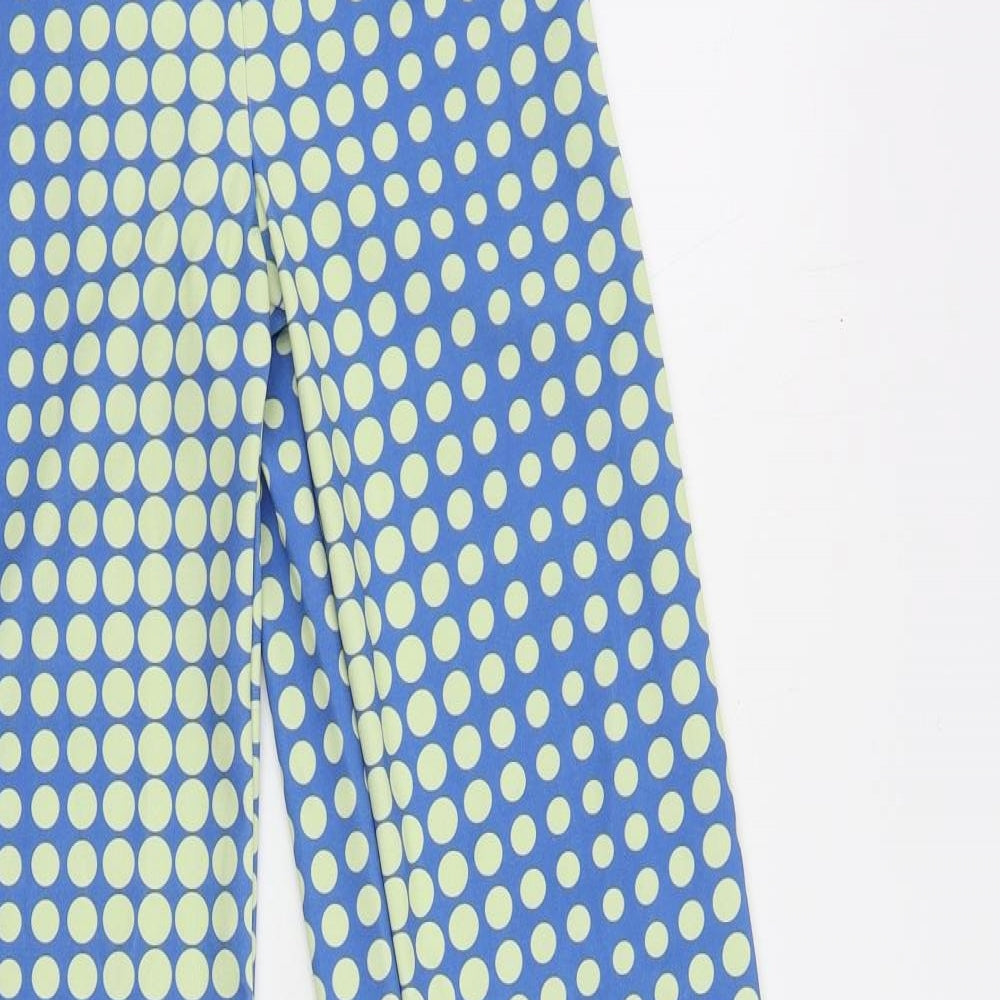 Divided by H&M Womens Blue Polka Dot Polyester Trousers Size XS L30 in Regular - Elastic Waist