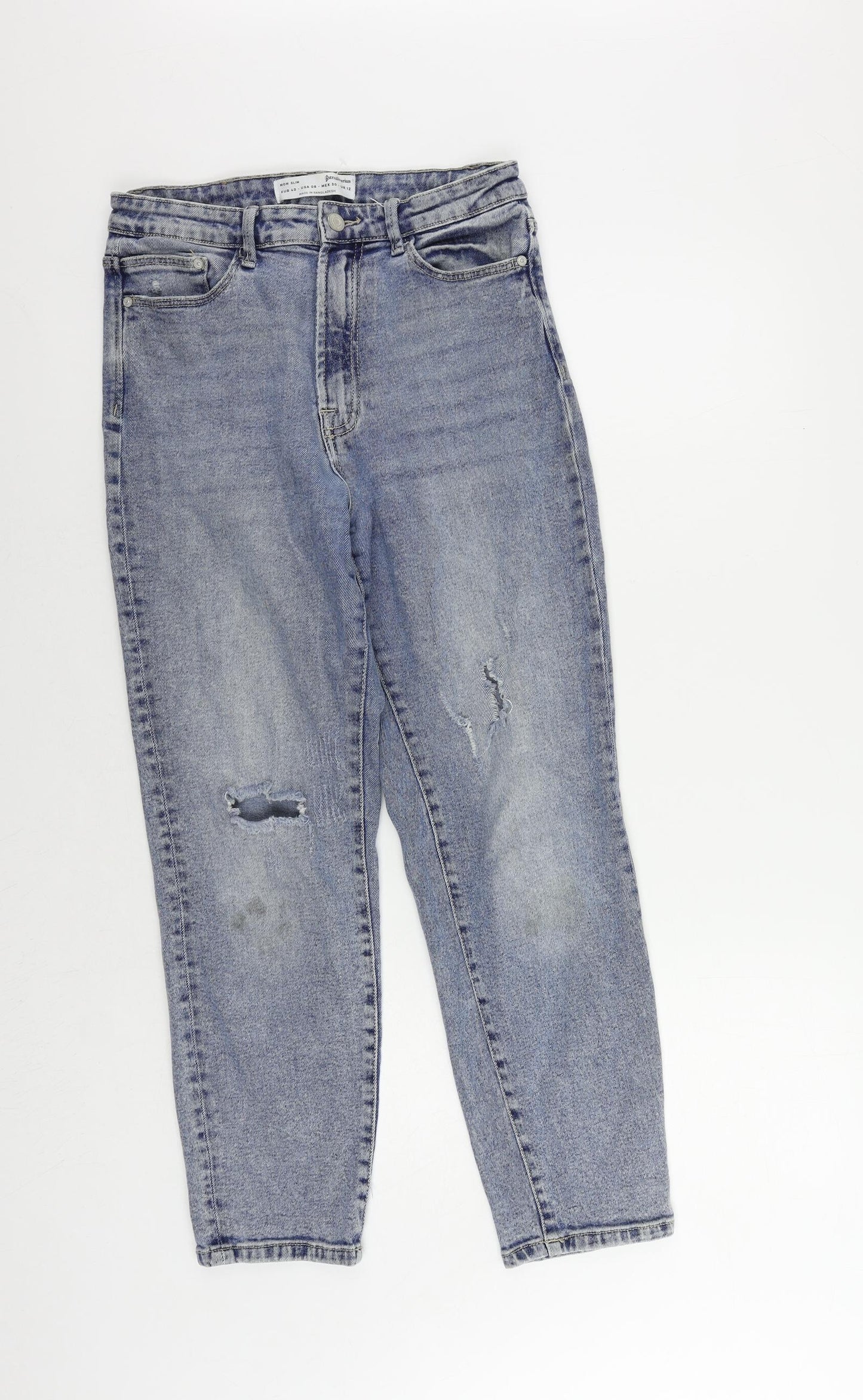 Womens UK Size 12 Stradivarius Regular Fit Mom Blue Jeans