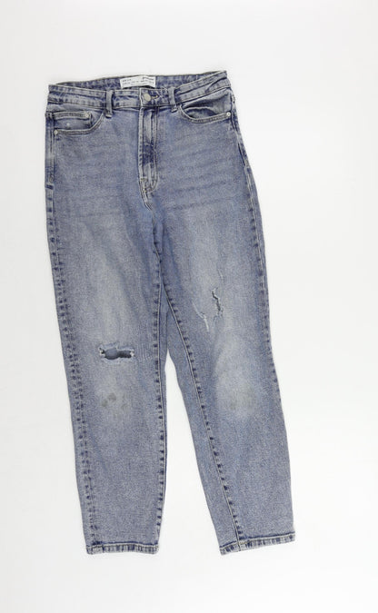 Womens UK Size 12 Stradivarius Regular Fit Mom Blue Jeans