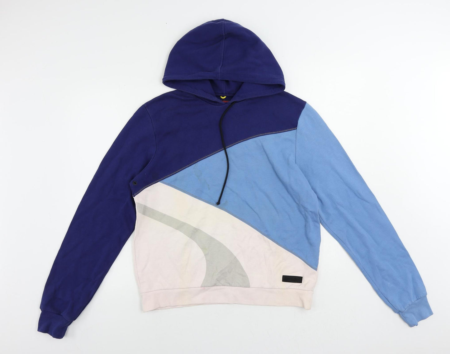 Burberry Womens Blue Colourblock Cotton Pullover Hoodie Size M Pullover - Vintage