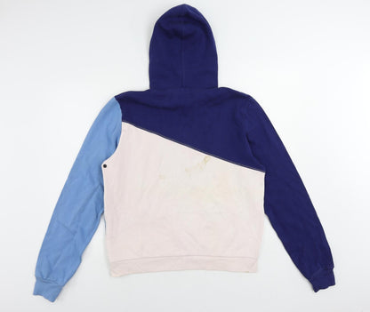 Burberry Womens Blue Colourblock Cotton Pullover Hoodie Size M Pullover - Vintage