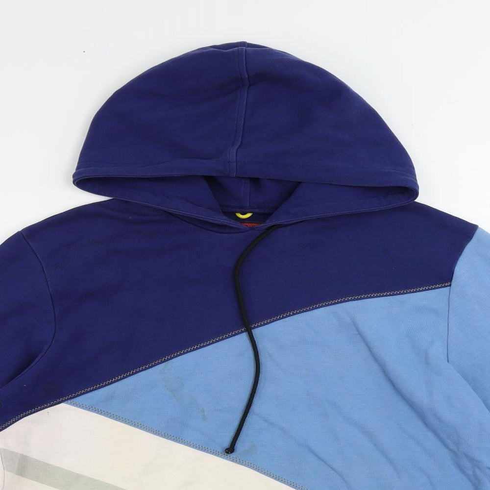 Burberry Womens Blue Colourblock Cotton Pullover Hoodie Size M Pullover - Vintage