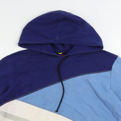 Burberry Womens Blue Colourblock Cotton Pullover Hoodie Size M Pullover - Vintage