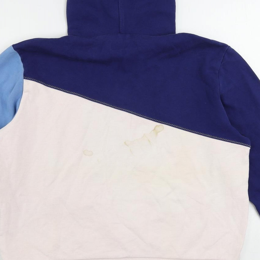 Burberry Womens Blue Colourblock Cotton Pullover Hoodie Size M Pullover - Vintage