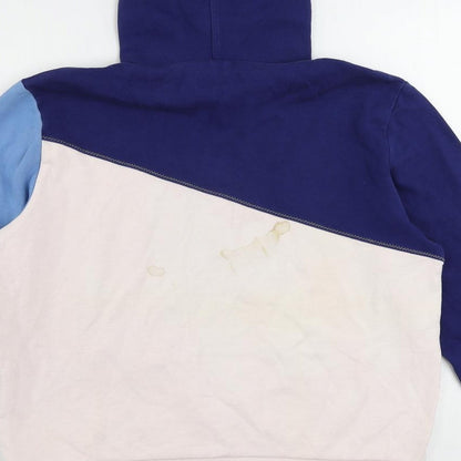 Burberry Womens Blue Colourblock Cotton Pullover Hoodie Size M Pullover - Vintage