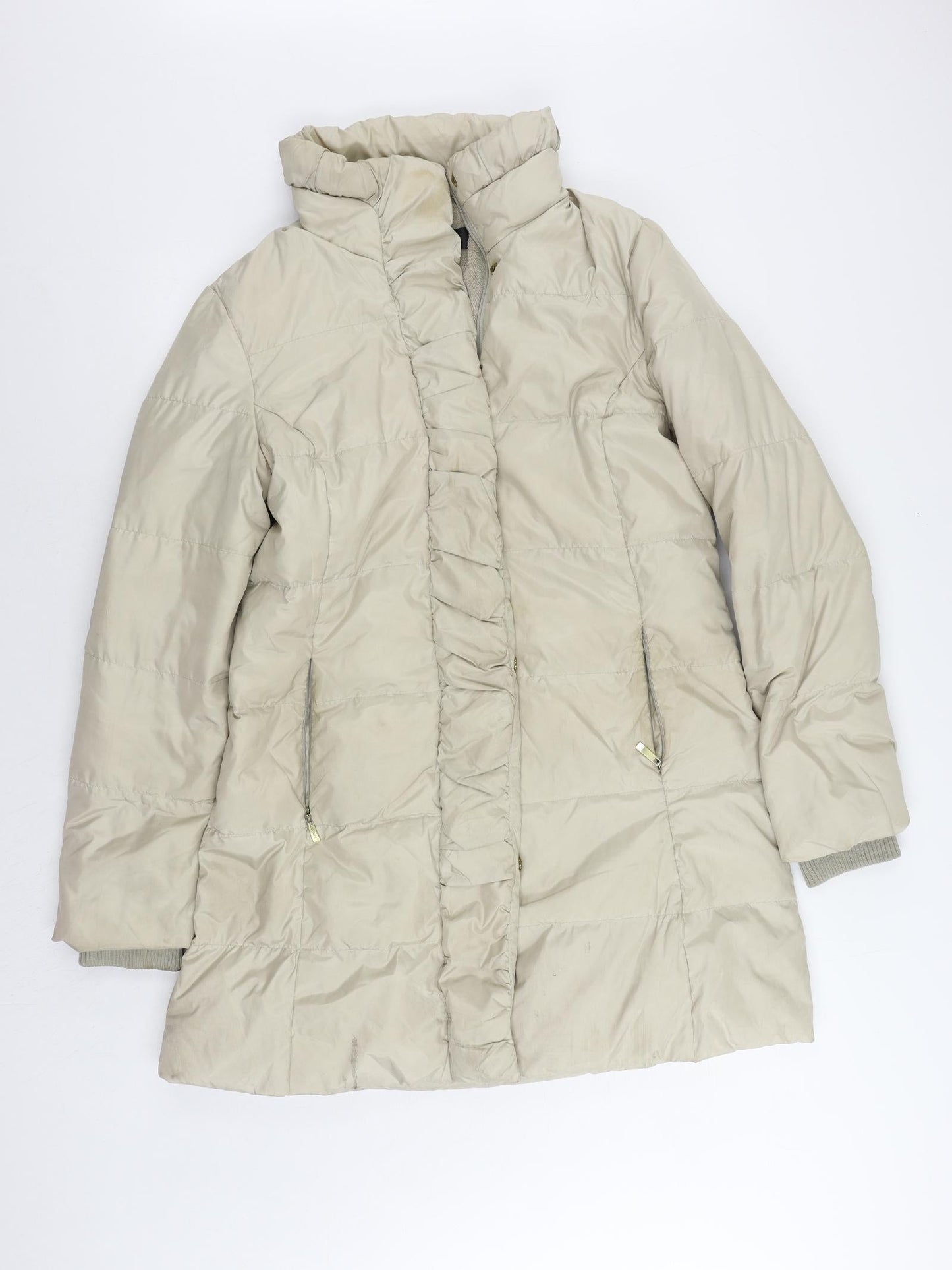 Womens UK Size L Ellen Tracy Beige Quilted Coat