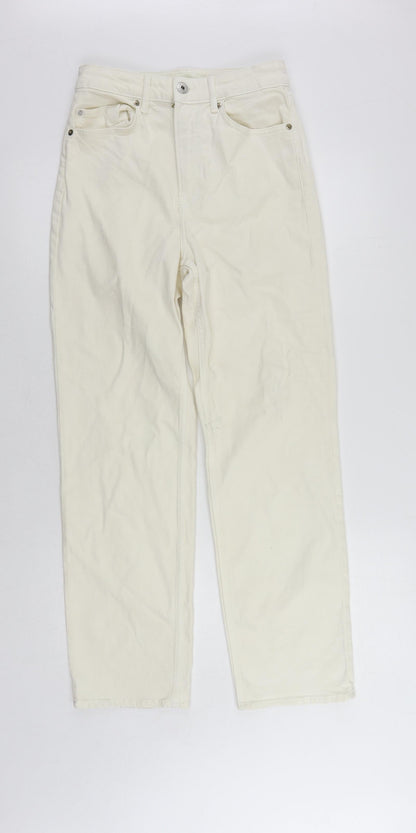 Womens UK Size 8 H&M Regular Fit Straight Ivory Jeans