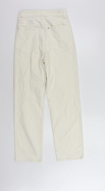 Womens UK Size 8 H&M Regular Fit Straight Ivory Jeans