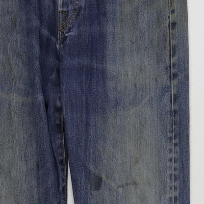 Levi's Mens Blue Cotton Straight Jeans Size 34 in L32 in Regular Button