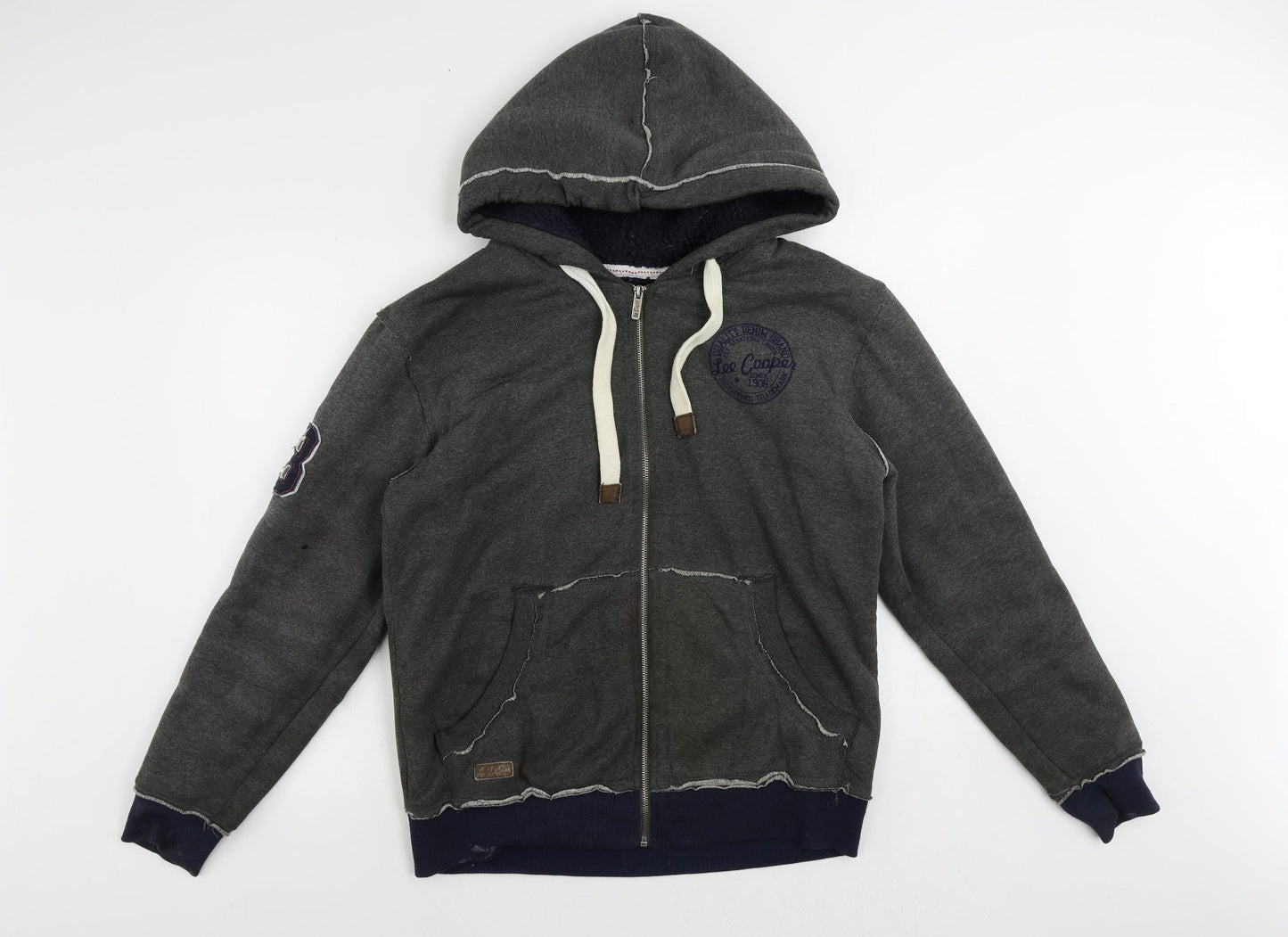 Mens UK Size S Lee Cooper Grey Full Zip Hoodie